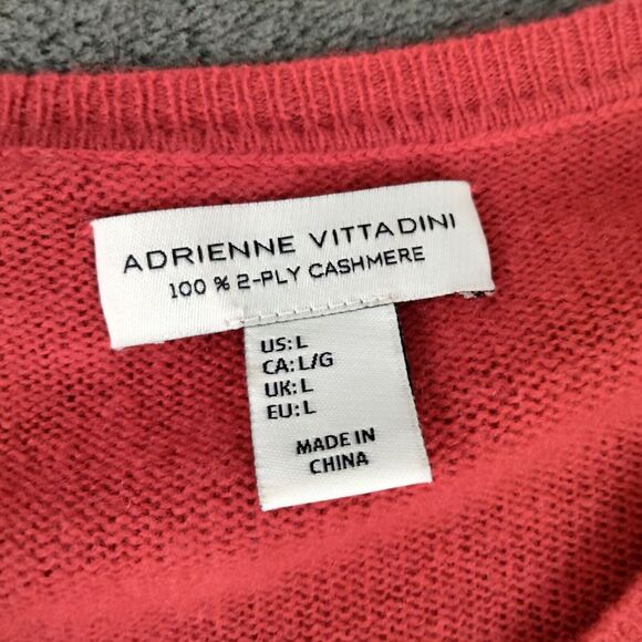 Adrienne Vittadini 2 Ply Cashmere Sweater Womens Red Large Minimalist Capsule - Picture 7 of 9